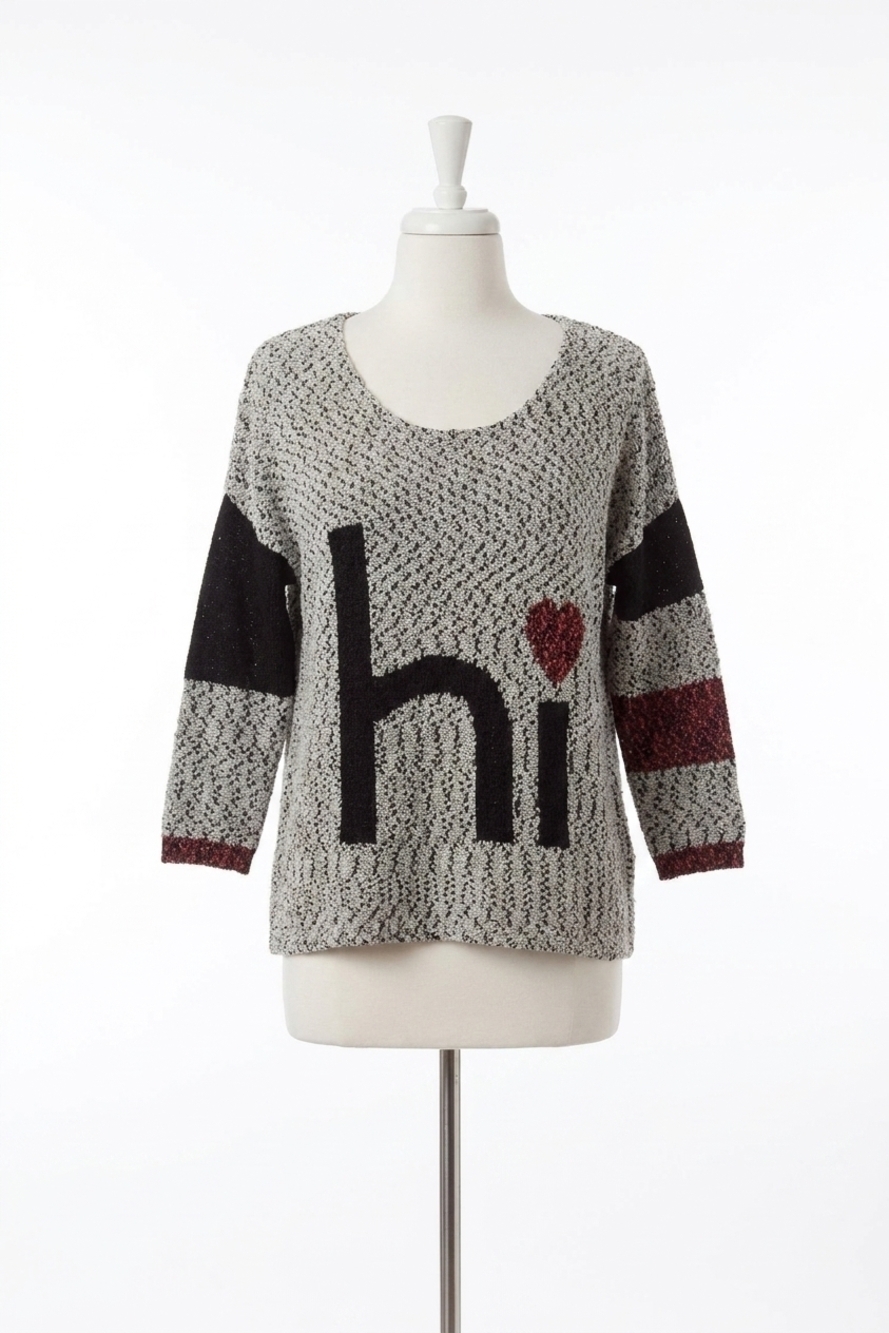 NEW FRENCH KYSS crochet "hi" top in frost multi